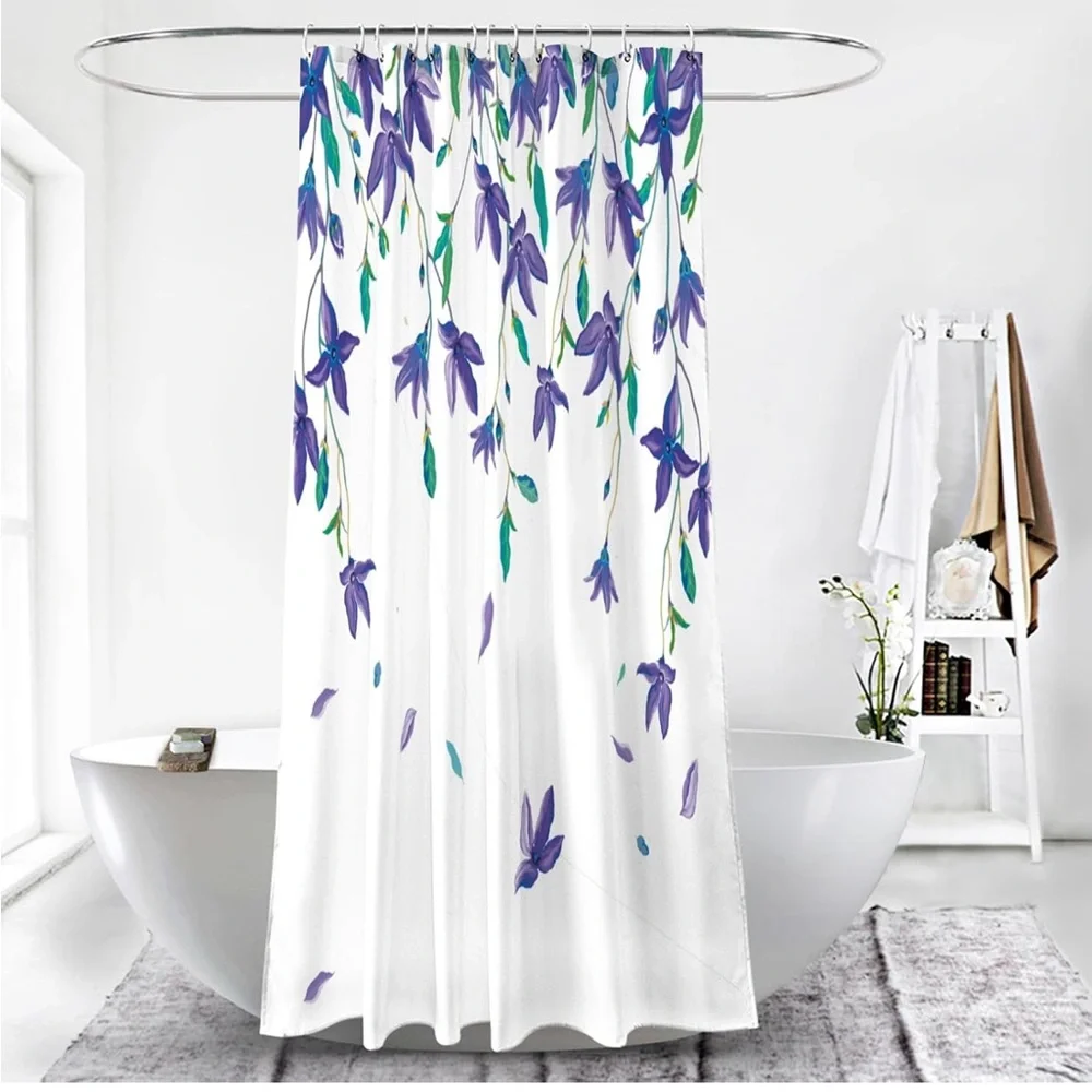 Elegant Purple Floral Shower Curtain